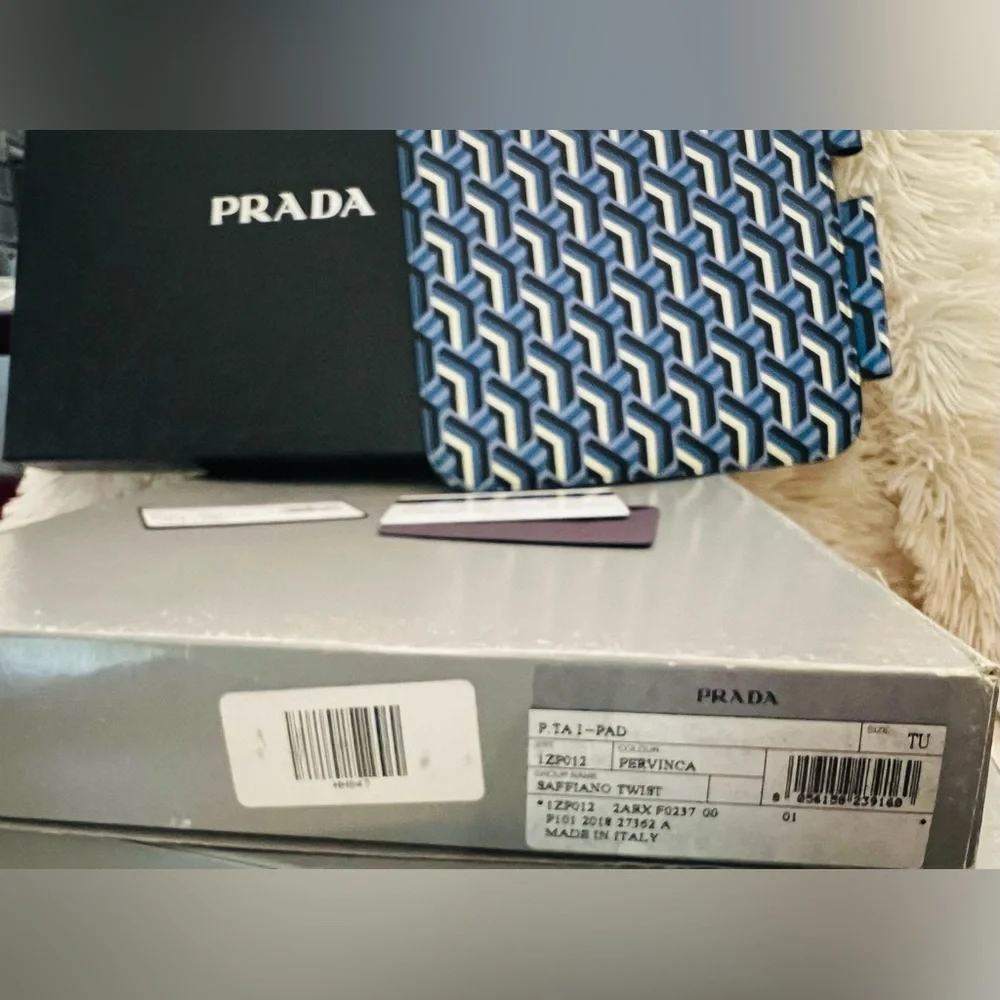 Authentic Prada Saffiano Leather geometric print iPad Tablet Case, New in box